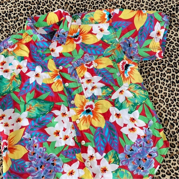Vintage Tropical Hawaiian Shirt Funky 80s Top Short Sleeved Button Down Collared - Picture 2 of 8
